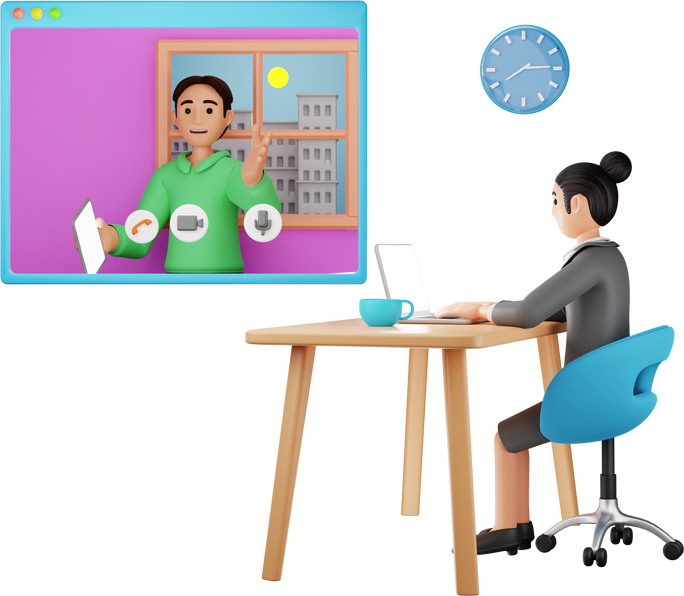 Online Job Interview 3D Character Illustration