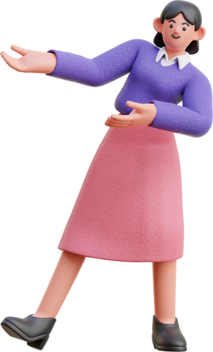 3D Character Female Welcome In Pose