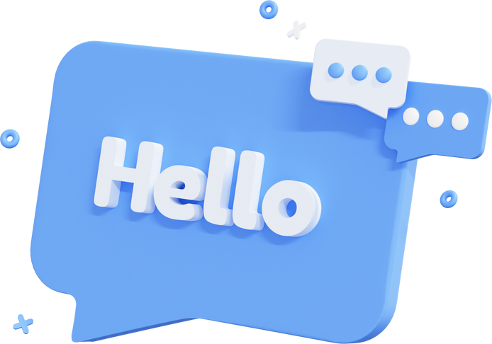 3D Hello Speech Bubble Message